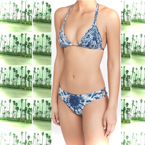 PQ PilyQ Swim | S | Isla Full Deep Soul Teal Tie Dye Full Ruched Bikini Bottoms - Picture 2 of 11